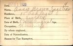 Voter registration card of Annie Brown Engstrom, Hartford, October 11, 1920