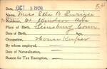 Voter registration card of Miss Ella B. Ensign, Hartford, October 9, 1920