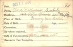 Voter registration card of Clara Wallmann Escholz, Hartford, October 12, 1920