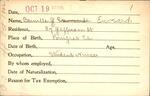 Voter registration card of Camille J. Euvrard, Hartford, October 19, 1920