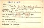 Voter registration card of Ebba M. Sandberg Evans, Hartford, October 12, 1920