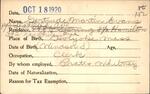 Voter registration card of Gertrude Martin Evans, Hartford, October 18, 1920