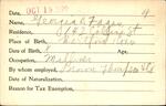 Voter registration card of Georgia B. Fagan, Hartford, October 19, 1920