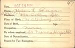 Voter registration card of Helen L. Fagan, Hartford, October 19, 1920