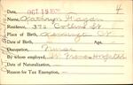 Voter registration card of Kathryn Fagan, Hartford, October 19, 1920