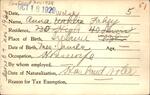 Voter registration card of Anna Waklie [Walsh] Fahey, Hartford, October 18, 1920