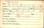 Voter registration card of Estella Mitchell Faircloth, Hartford, October 14, 1920