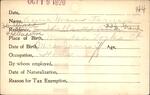 Voter registration card of Anna Noonan Farnan, Hartford, October 19, 1920