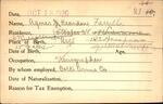 Voter registration card of Agnes J. [G.?] Reardon (Farrell), Hartford, October 18, 1920