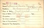 Voter registration card of Catherine Powers Farrell, Hartford, October 19, 1920
