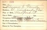 Voter registration card of Florence G. Farrell, Hartford, October 9, 1920
