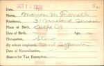 Voter registration card of Marion M. Farnell, Hartford, October 16, 1920