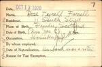 Voter registration card of Rose Tyrell Farrell, Hartford, October 13, 1920
