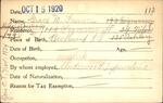Voter registration card of Grace M. Faunce, Hartford, October 15, 1920