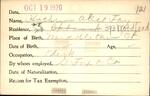 Voter registration card of Kathryn Alice Fay, Hartford, October 19, 1920