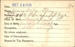 Voter registration card of Mary Daly Fay, Hartford, October 18, 1920