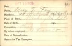 Voter registration card of Mary T. Fay, Hartford, October 19, 1920