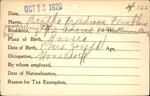 Voter registration card of Bertha Friedman Feinblum, Hartford, October 13, 1920