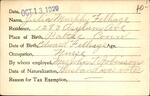 Voter registration card of Julia Murphy Felhage, Hartford, October 13, 1920