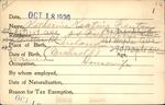 Voter registration card of Katherine Keating Fenton, Hartford, October 18, 1920