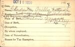 Voter registration card of Gladys M. Crilly (Fetteroll), Hartford, October 16, 1920