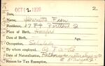 Voter registration card of Henrietta Fien, Hartford, October 12, 1920