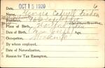 Voter registration card of Georgia Cadnell Findon, Hartford, October 15, 1920