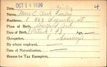 Voter registration card of Mary E. Clark Finlay (Finley), Hartford, October 14, 1920