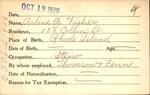 Voter registration card of Arline A. Fisher, Hartford, October 19, 1920