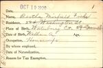 Voter registration card of Bertha Mirfield Fiske, Hartford, October 19, 1920