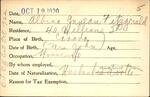 Voter registration card of Albina Juneau Fitzgerald, Hartford, October 19, 1920