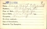 Voter registration card of Anna Wall Fitzgerald, Hartford, October 18, 1920