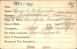 Voter registration card of Mary A. Fitzgerald, Hartford, October 18, 1920