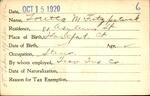 Voter registration card of Loretta M. Fitzpatrick, Hartford, October 15, 1920