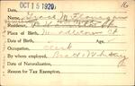 Voter registration card of Grace M. Flanagan, Hartford, October 15, 1920