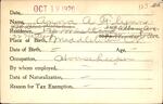 Voter registration card of Anna A. Flynn, Hartford, October 19, 1920