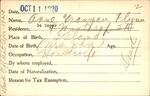 Voter registration card of Anne Grannan Flynn, Hartford, October 11, 1920