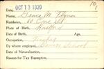 Voter registration card of Grace M. Flynn, Hartford, October 13, 1920
