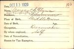 Voter registration card of Margaret C. Flynn, Hartford, October 13, 1920