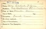 Voter registration card of May Gertrude Flynn, Hartford, October 19, 1920