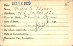 Voter registration card of Nellie A. Flynn, Hartford, October 16, 1920
