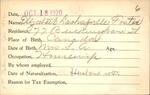 Voter registration card of Elizabeth Lachapelle Foster, Hartford, October 18, 1920