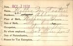 Voter registration card of Hattie M. Foster, Hartford, October 12, 1920