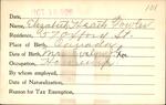 Voter registration card of Elizabeth Heath Fowler, Hartford, October 19, 1920