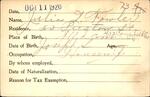 Voter registration card of Julia L. Fowler, Hartford, October 11, 1920