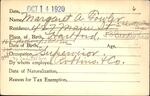 Voter registration card of Margaret A. Fowler, Hartford, October 14, 1920