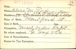 Voter registration card of Alice M. Fox, Hartford, October 14, 1920