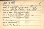 Voter registration card of Bridget Hynes Fox, Hartford, October 15, 1920