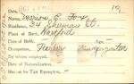 Voter registration card of Marion E. Fox, Hartford, October 18, 1920