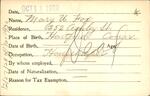 Voter registration card of Mary U. Fox, Hartford, October 11, 1920